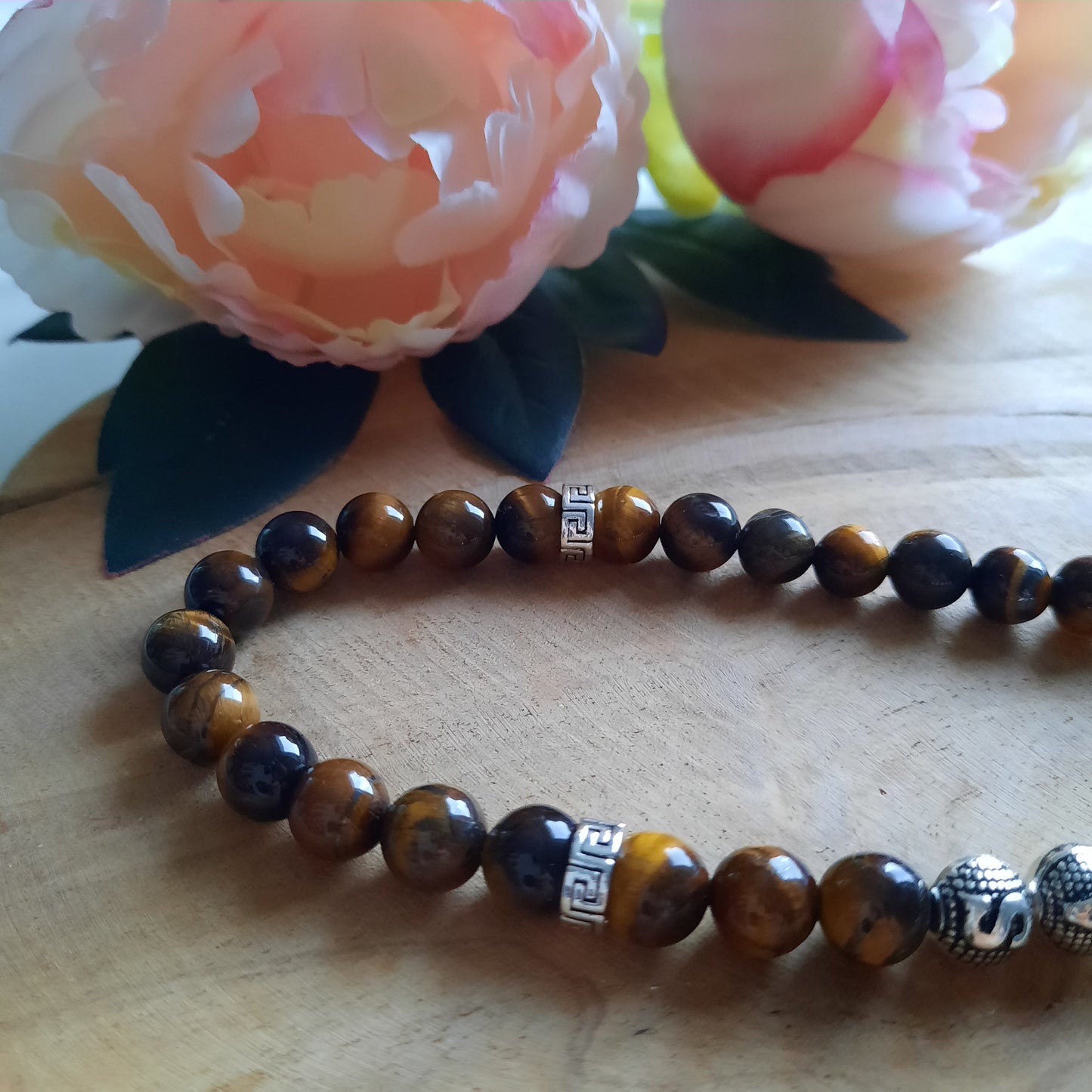 INDIVIDUELL SELBST GESTALTEN: Tesbih mit Tigerauge-Perlen / Kaplangözü mit Wunschname und selbst ausgesuchten Zubehörteilen