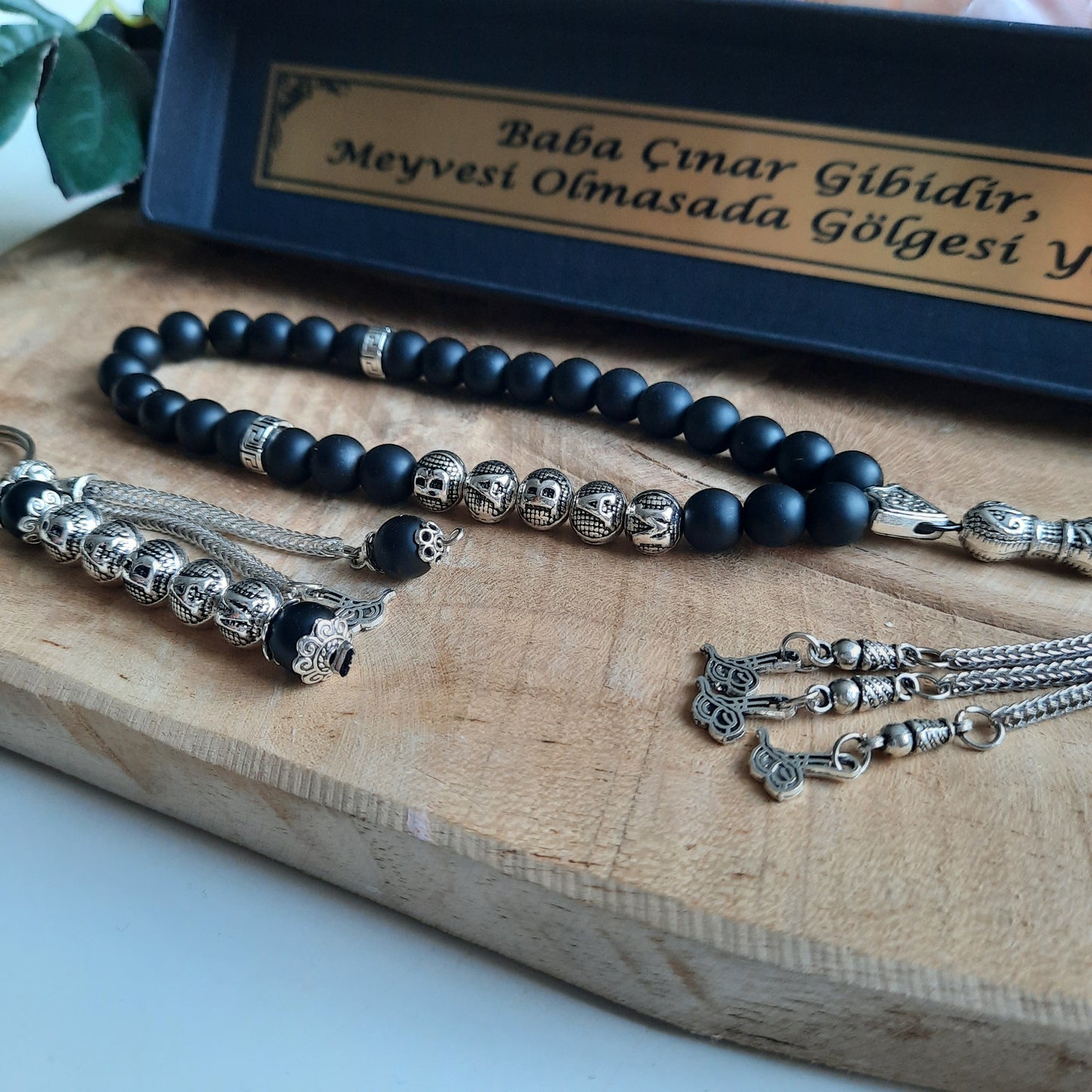 SET: Tesbih Osmanlı Tuğrası & Schlüsselanhänger + Kartonbox mit Spruch