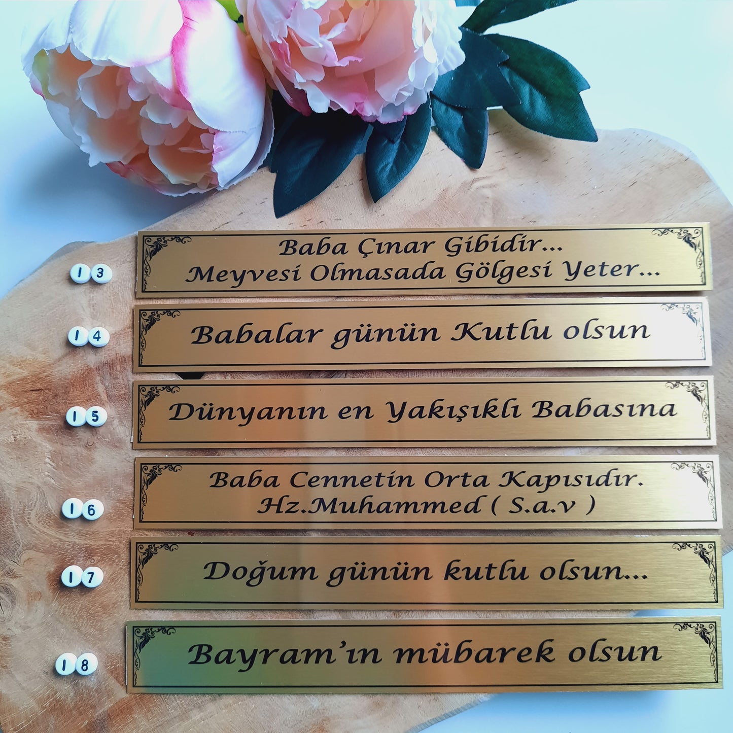 Tesbih BABAM Onyx Steine mit 3 Wunschbuchstaben am Püskül & LED-Box