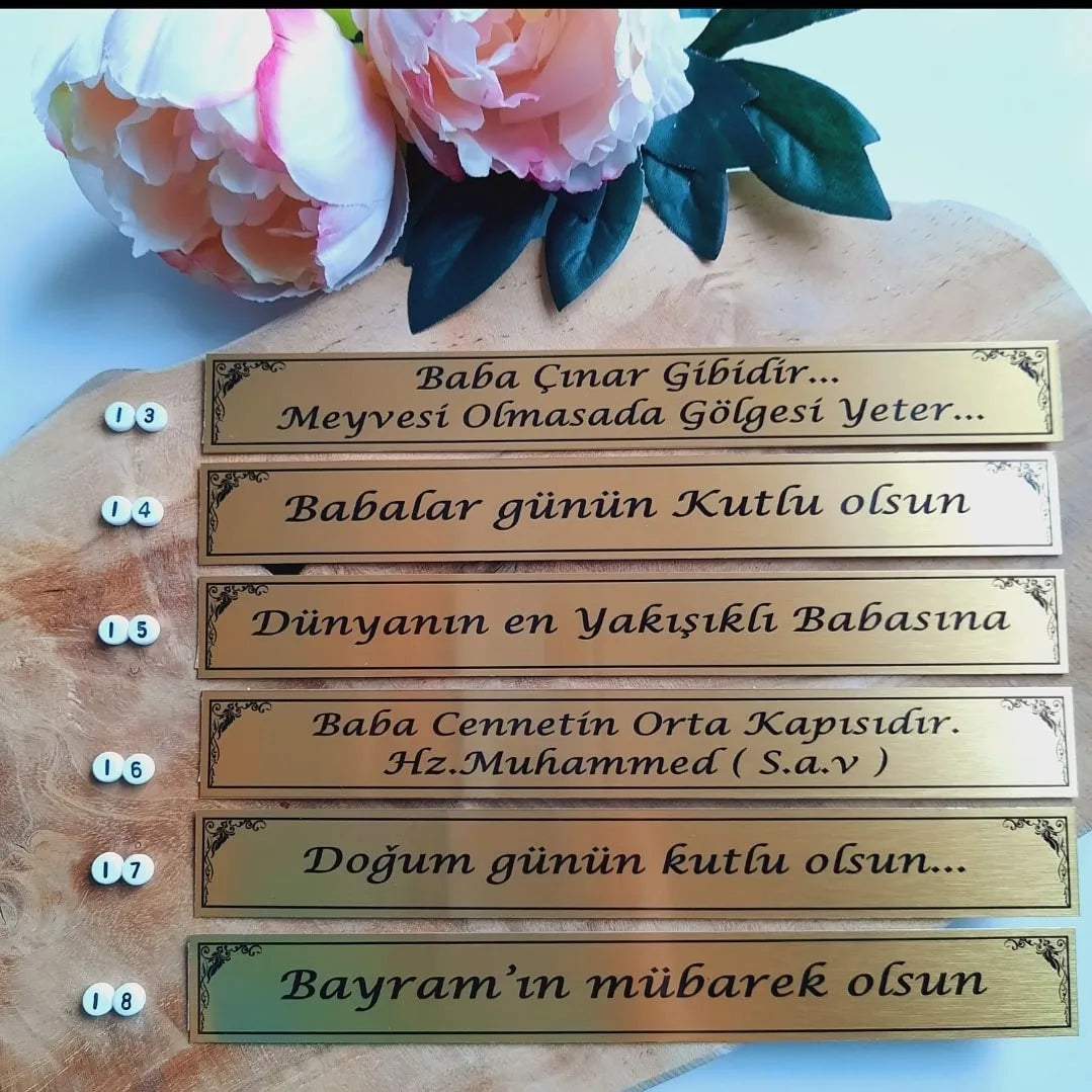 Tesbih BABAM Tigerauge Braun/Gelb + 2 Wunschbuchstaben am Püskül + LED-Box